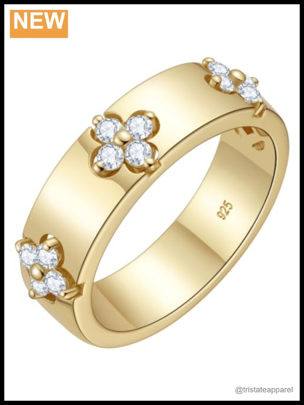Moissanite Eternity Ring 14K Gold Plated Sterling Silver Pave Wedding Band